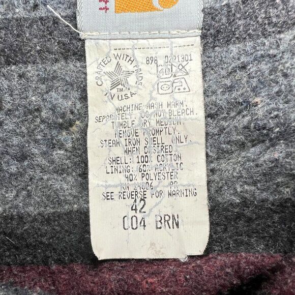 Carhartt Coat Mens Size 42 Vintage C04 Duck Blanket Lined Insulated Chore Jacket - Picture 10 of 11